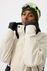 Women's Off White Raglan Sleeve Color Block Waterproof Breathable Snow Jacket